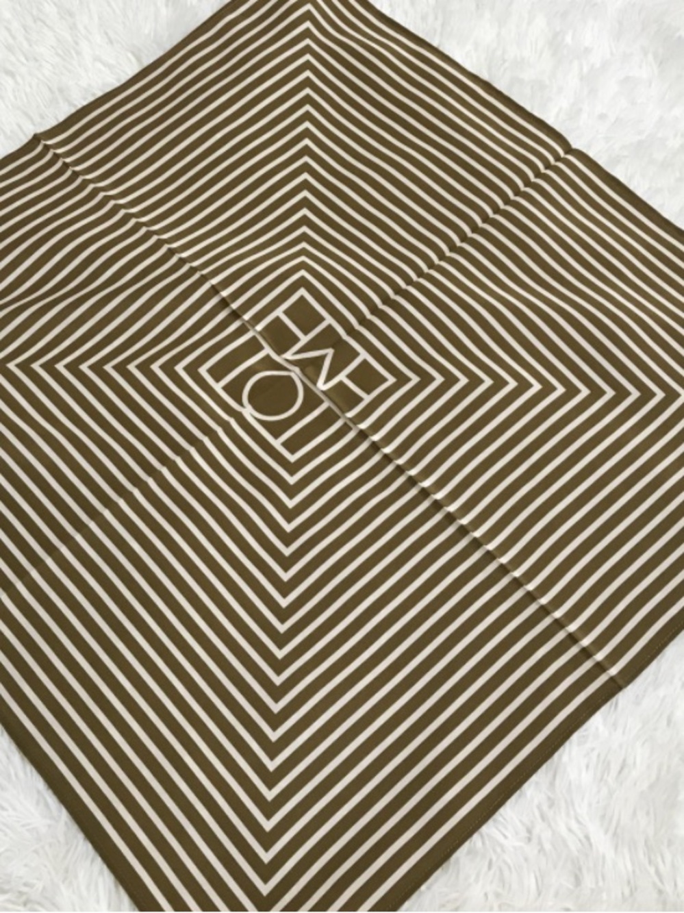 Toteme Olive and Cream Striped Square Scarf